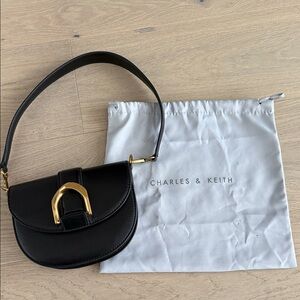 Charles & Keith Black Leather Shoulder Bag